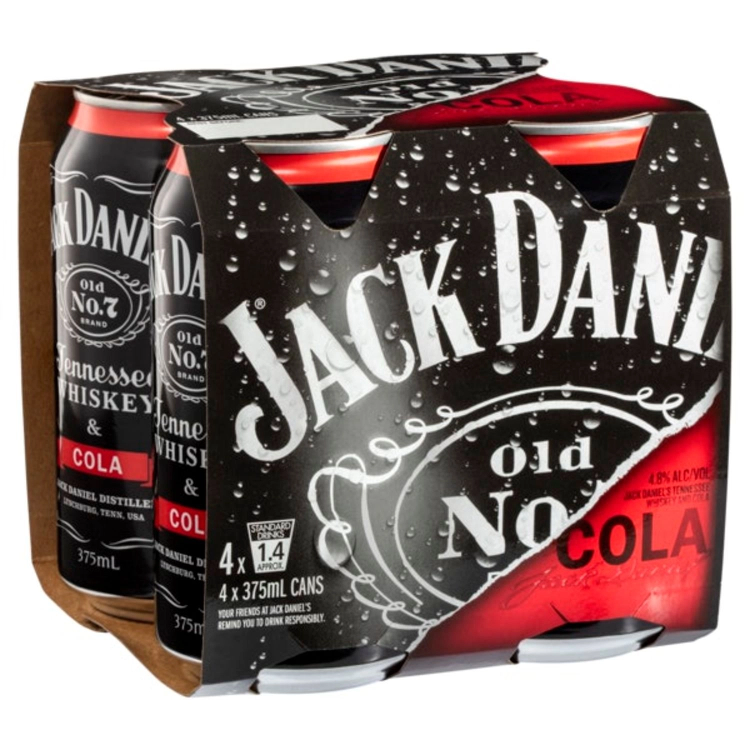 Jack Daniel's & Cola Can 375ml 4 Pack