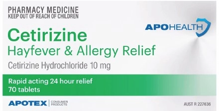 Apohealth Cetirizine Hayfever & Allergy Relief 70 Tablets