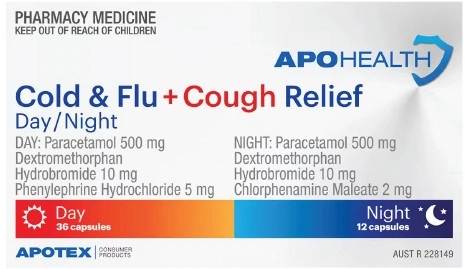 Apohealth Cold & Flu + Cough Relief Day/Night 48 Capsules