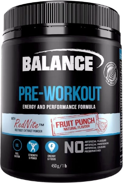 Balance Pre Workout Powder Fruit Punch 450g