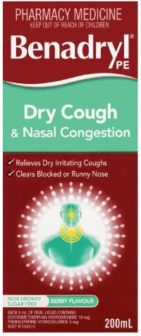 Benadryl Dry Cough & Nasal Congestion Liquid 200ml