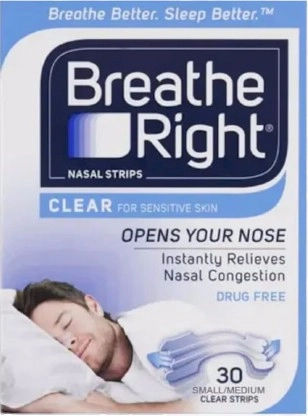 Breathe Right Nasal Strips Clear S/M 30 Pack