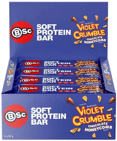 BSc Bodyscience BSc x Violet Crumble Soft Protein Bar Choc Honeycomb 12 x 55g