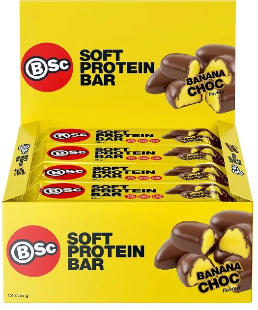 BSc Bodyscience Soft Protein Bar Banana Chocolate Box - 12 x 55g