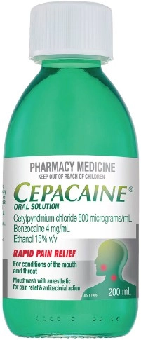 Cepacaine Oral Solution Anaesthetic & Antibacterial Mouthwash 200ml