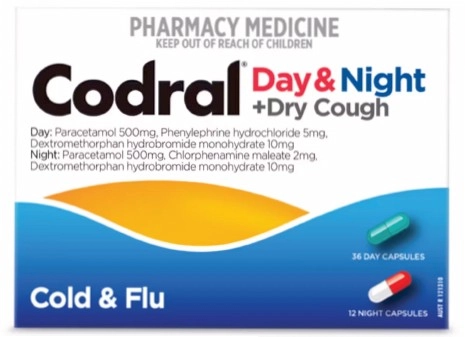 Codral Day & Night + Dry Cough Cold & Flu 48 Capsules