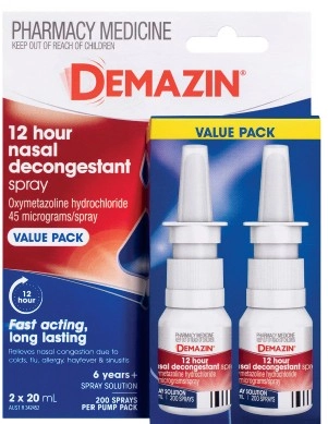 Demazin 12 Hour Relief Nasal Decongestant Spray 2 x 20ml Value Pack