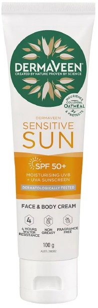 DermaVeen Daily Nourish Sun Sensitive Body Moisturiser SPF50+ 100g