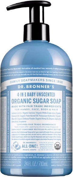 Dr Bronner's Organic Sugar Soap Baby Unscented 710ml