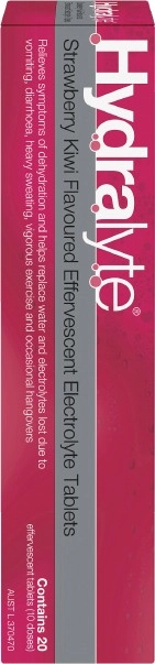 Hydralyte Effervescent Electrolyte Tablets Strawberry Kiwi 20 Pack