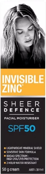 Invisible Zinc Sheer Defence Facial Moisturiser SPF50 50g