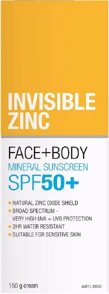 Invisible Zinc Sunscreen Face & Body SPF50+ 150g