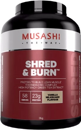 Musashi Shred & Burn Protein Powder Vanilla Milkshake 2kg