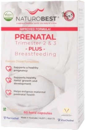 Naturobest Prenatal Trimester 2 & 3 Plus Breastfeeding 60 Capsules