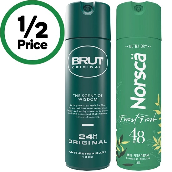 Brut or Norsca Antiperspirant Deodorant 130g