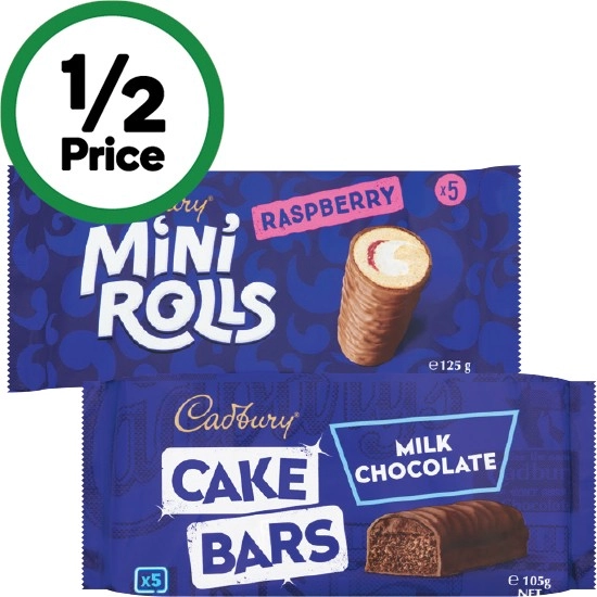 Cadbury Cake Bar or Mini Rolls Pk 5