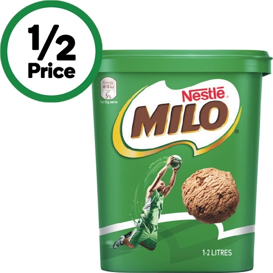 Cadbury or Milo Ice Cream Tub 1.2 Litre – From the Freezer