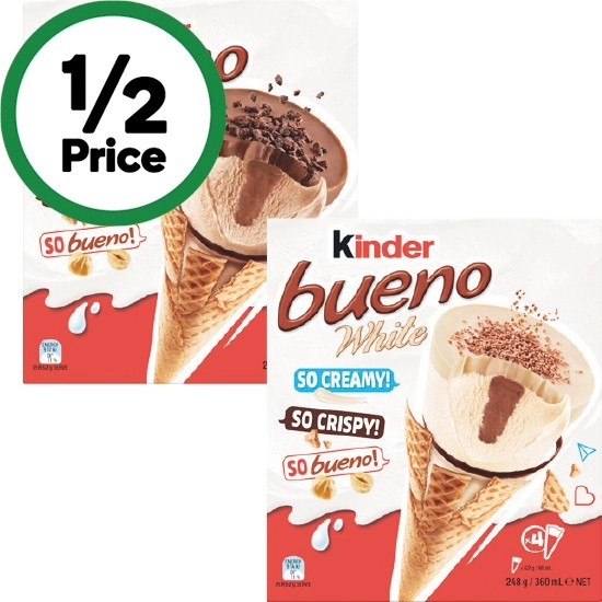 Kinder Bueno Frozen Dessert Cones 360ml Pk 4