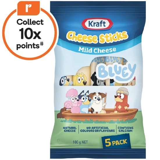 Kraft Bluey Cheese Sticks 100g Pk 5