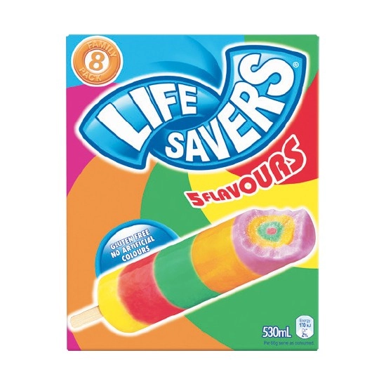 Peters Life Savers Icy Poles 530ml Pk 8