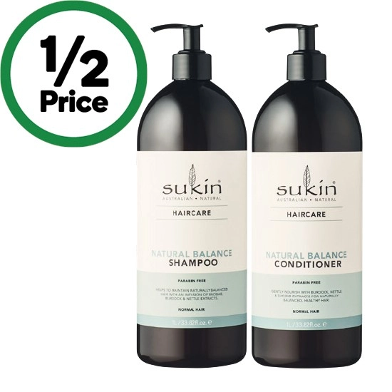 Sukin Shampoo or Conditioner 1 Litre