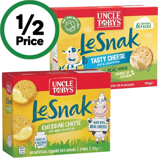 Uncle Tobys Le Snak 132g Pk 6