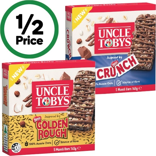 Uncle Tobys Muesli Bars 145-185g Pk 5-6