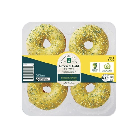 Woolworths Green & Gold Donuts Pk 4