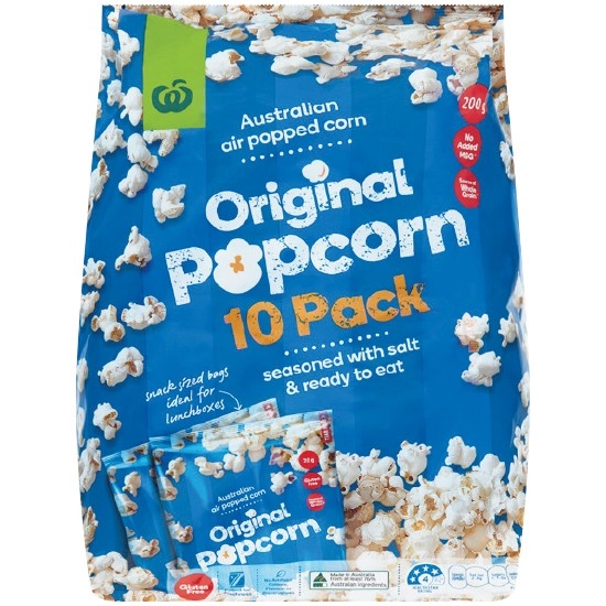 Woolworths Original Popcorn Gluten Free 200g Pk 10