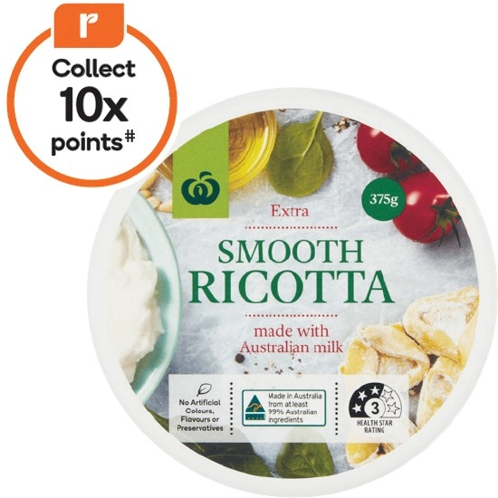 Woolworths Ricotta Cheese 375g