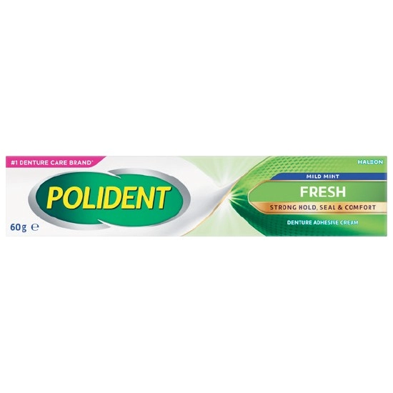 Polident Adhesive Cream Fresh Mint for Dentures & Partials 60g