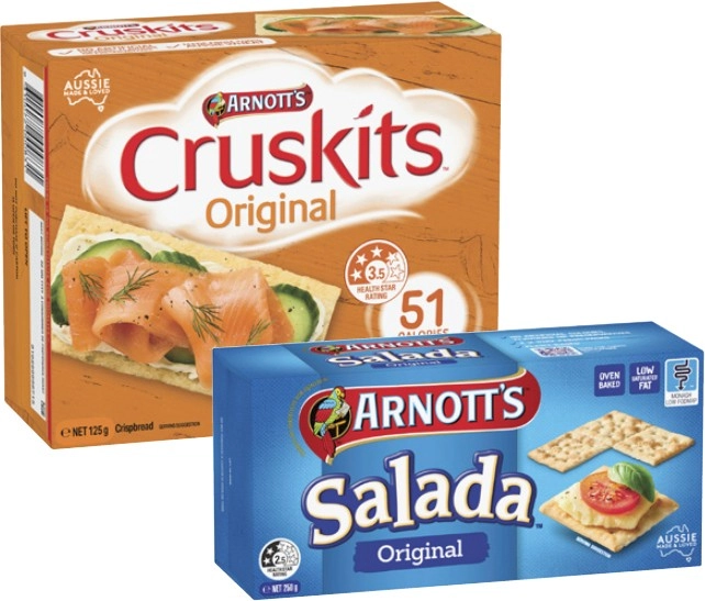 Arnott's Cruskits or Salada Crispbread 125g-250g