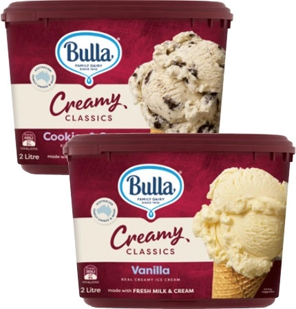 Bulla Creamy Classic Ice Cream Tub 2 Litre