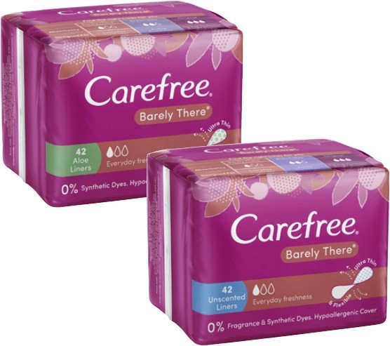 Carefree Barely There Liners Unscented or Aloe 42 Pack