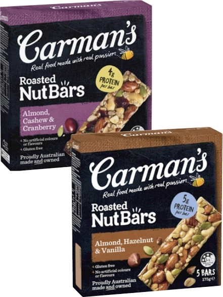 Carman's Nut or Muesli Bars 140g-210g