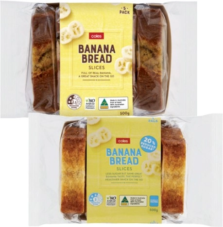 Coles Banana Bread or Cake Slices 5 Pack 500g