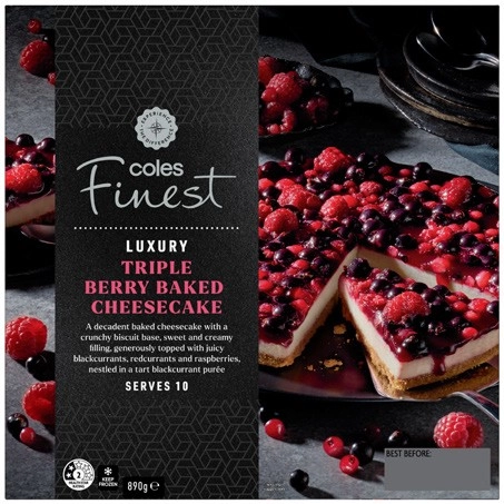 Coles Finest Luxury Triple Berry Baked Cheesecake 890g