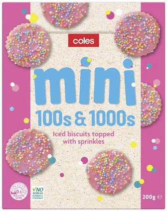 Coles Kids Mini 100's & 1000's Biscuits 200g