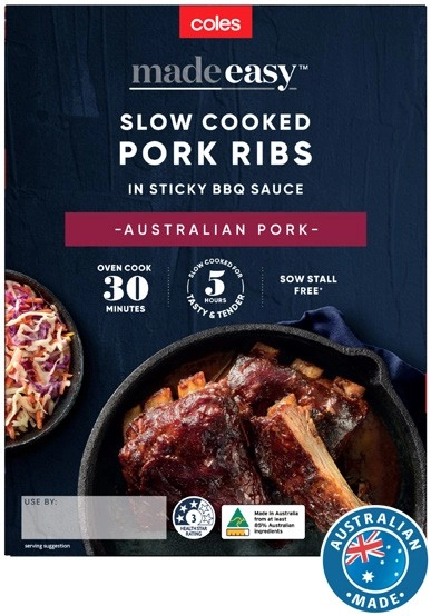 Coles Made Easy Slow Cooked Pork Ribs in Sticky BBQ Sauce 650g