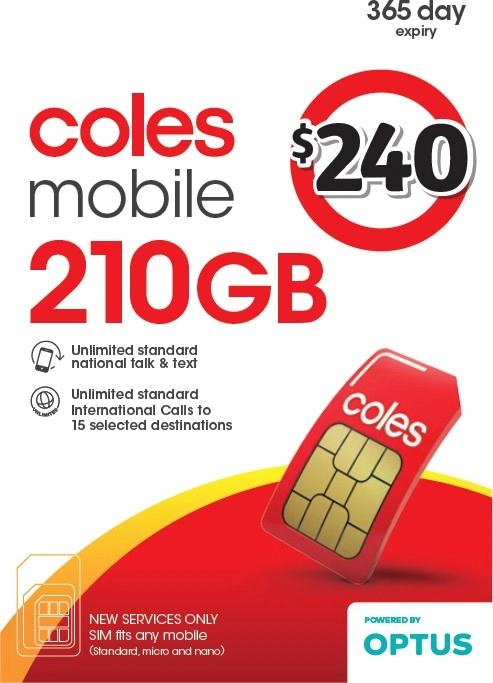 Coles Mobile $240 Prepaid SIM