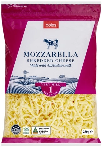 Coles Mozzarella Shredded Cheese 250g