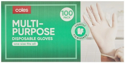 Coles Multipurpose Disposable Latex Gloves 100 Pack