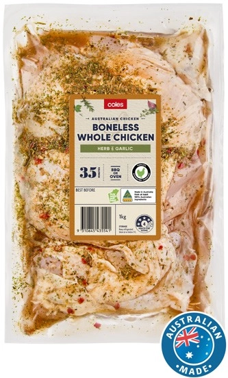 Coles RSPCA Approved Chicken Boneless Herb & Garlic 1kg