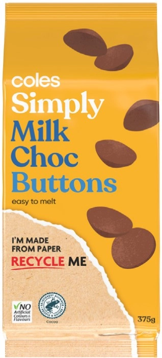 Coles Simply Compound Chocolate Buttons 375g