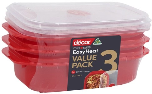 Décor Microsafe Easy Heat Containers 900mL 3 Pack