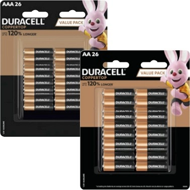 Duracell Coppertop Batteries AA or AAA 26 Pack