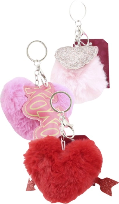 Fluffy Heart Keyrings