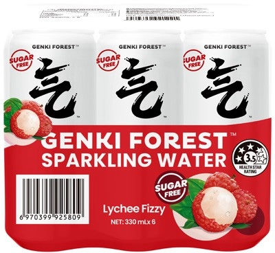 Genki Forest Sparkling Water Lychee 6x330mL