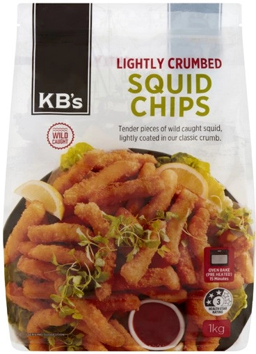 KB's Lightly Crumbed Squid Chips 1kg