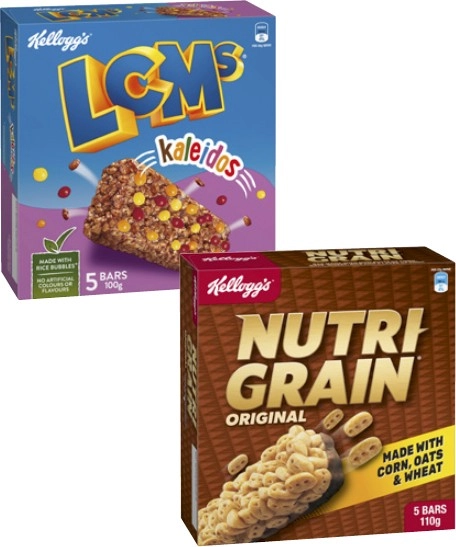 Kellogg's Nutri Grain or LCMs 5 Pack 100g-110g